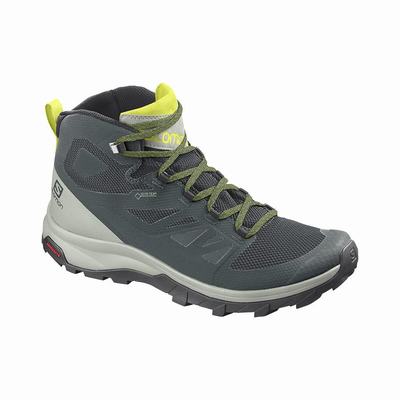 Salomon OUTLINE MID GORE-TEX - Miesten Vaelluskengät - Vihreä/Harmaat